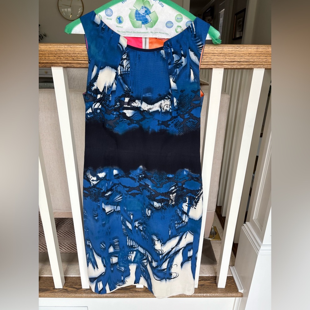 Tahari Blue and Black Sheath Dress